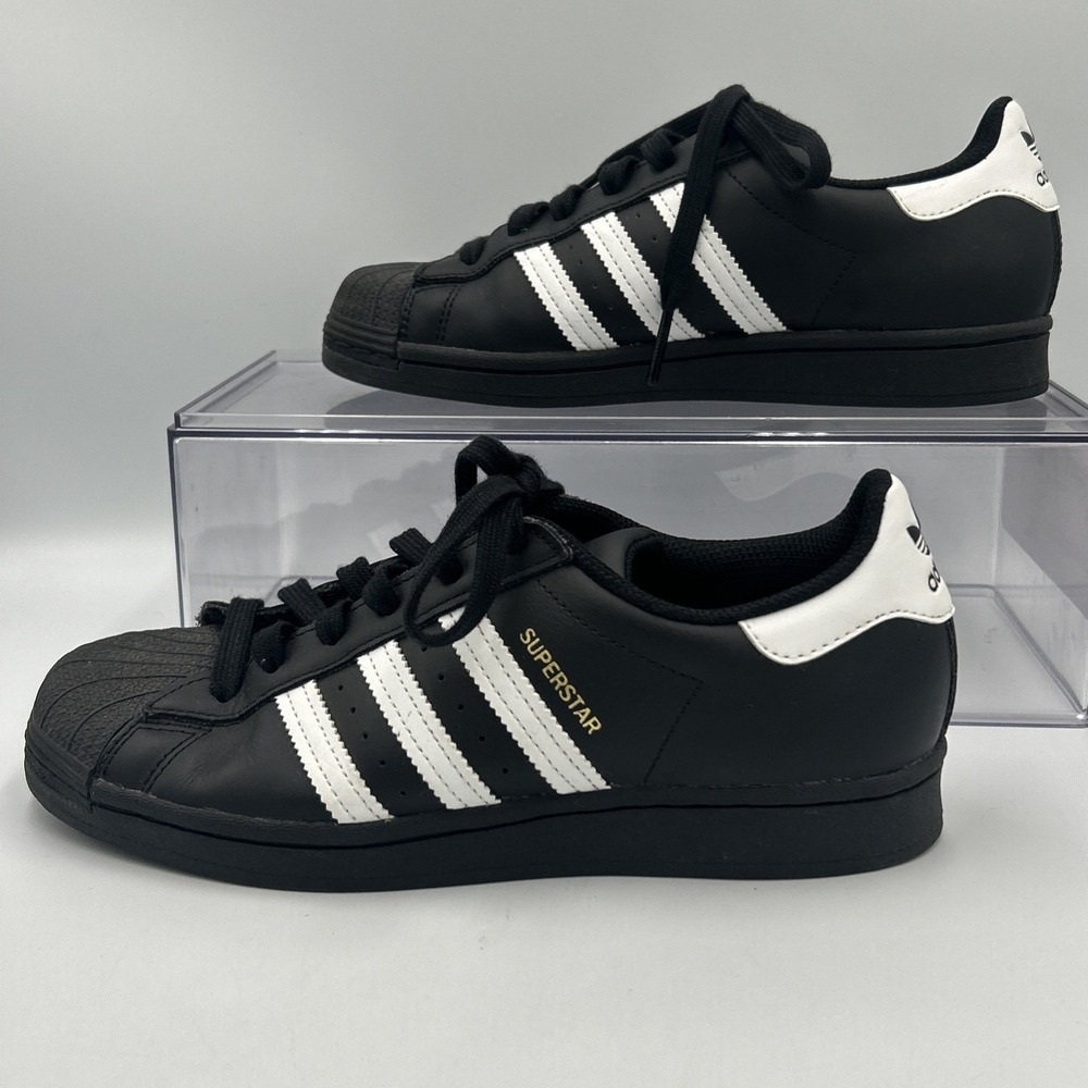 Adidas Superstar Core Black White Gold Men's Size 6 EG4959 Lace Up Sneakers
